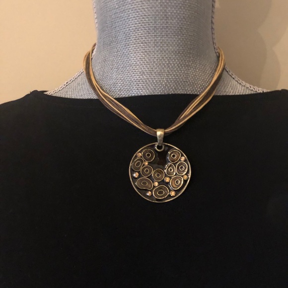 Boho Artist designed enamel & crystal choker - Picture 2 of 4